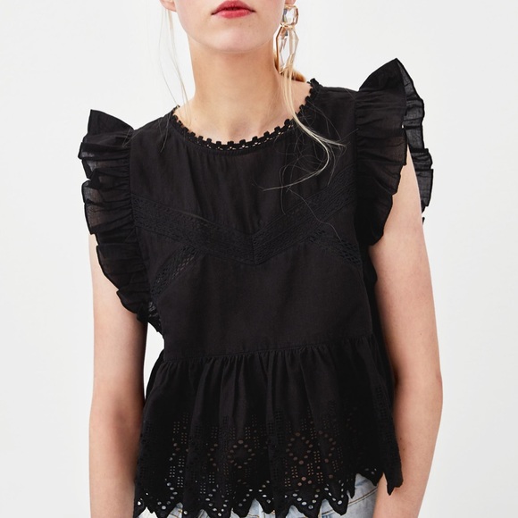 Zara Tops - embroidered eyelet top